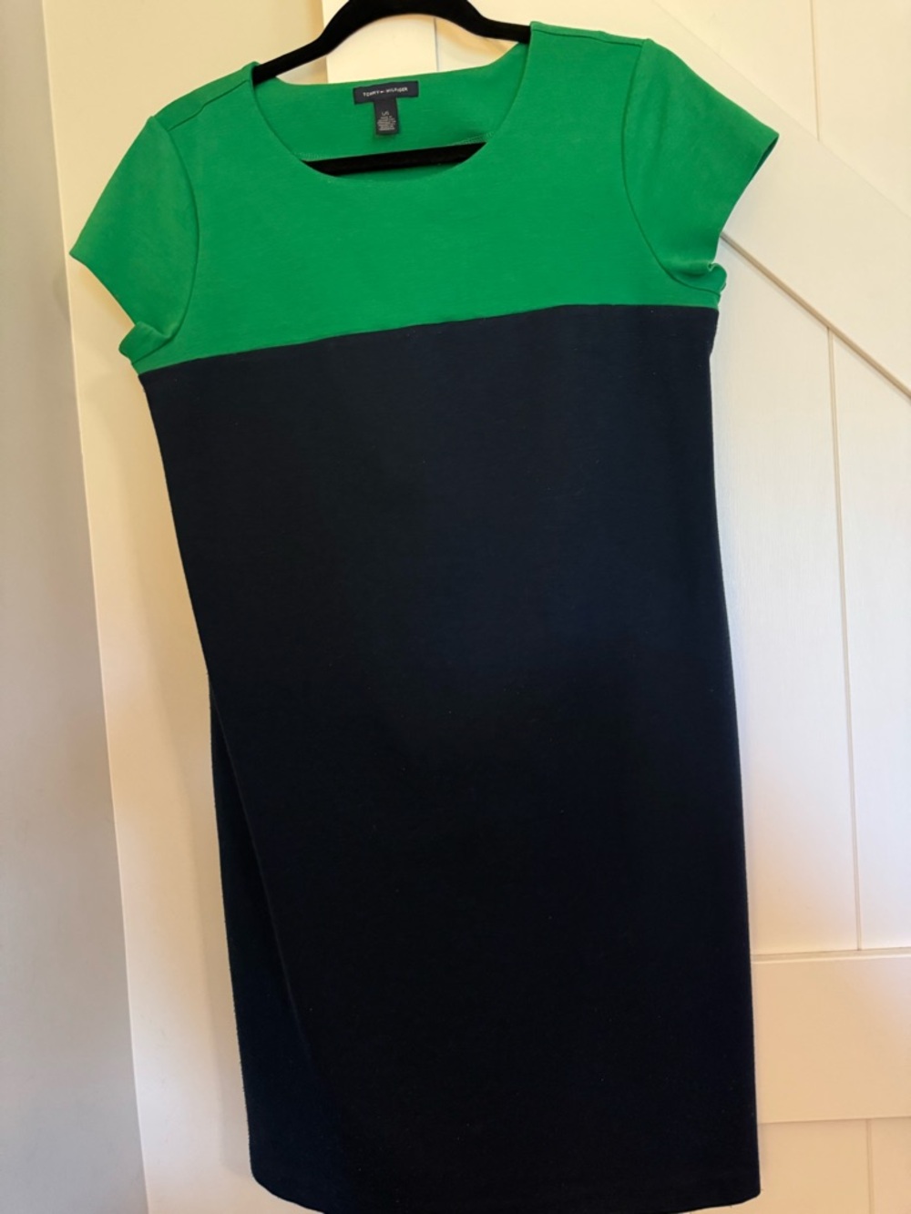 Tommy Hilfiger Green and Blue Colorblock Midi Dress